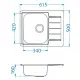 Line 110 zlewozmywak stalowy wpuszczany satyna 61,5x50x16 z syfonem
